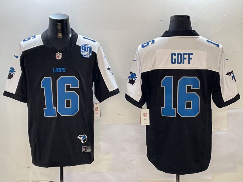 Men Detroit Lions #16 Goff Black Thanksgiving three generations 2024 Nike Limited NFL Jersey style 2->philadelphia eagles->NFL Jersey